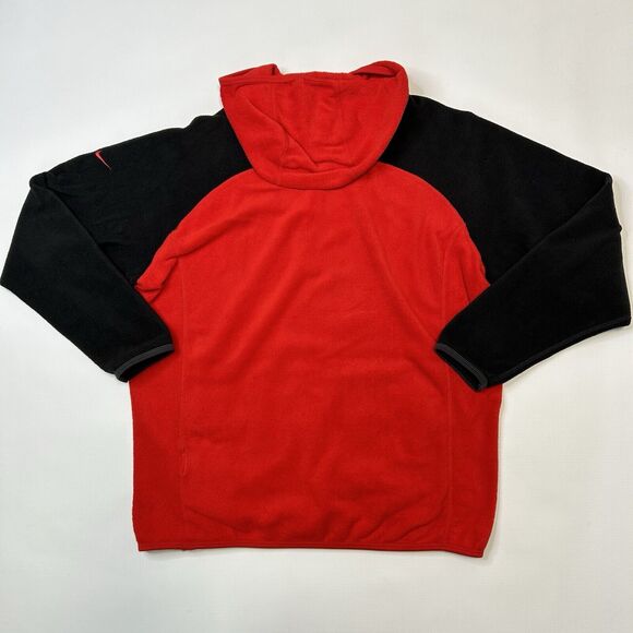Nike Therma Fit Fleece 1/4 Zip Pullover Hoodie Womens Small Red Black Colorblock - Picture 2 of 8